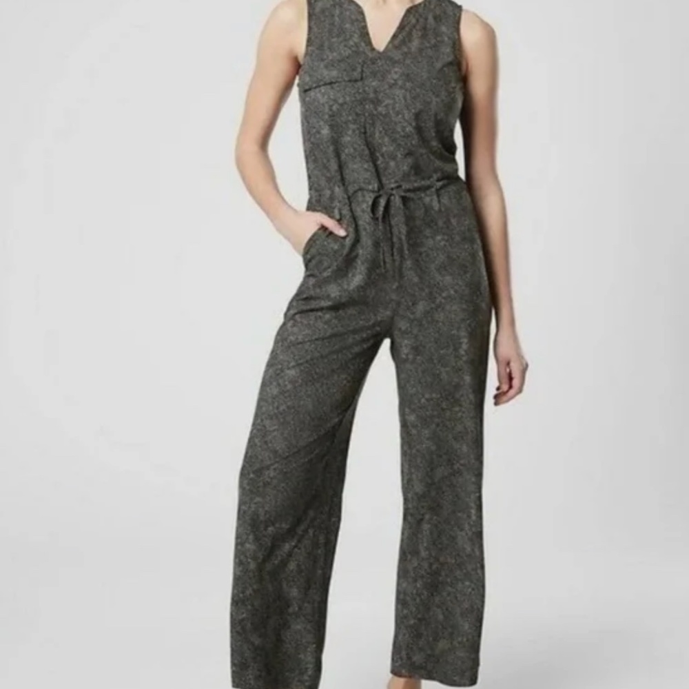Athleta Topanga snakeskin printed jumpsuit, charcoal, size 3X